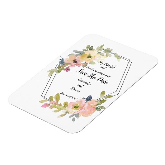 Geometrische bloemen slaan de datum op magneet (Linkerzijde)