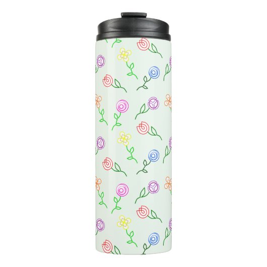 Geometrische bloemen thermosbeker (Voorkant)