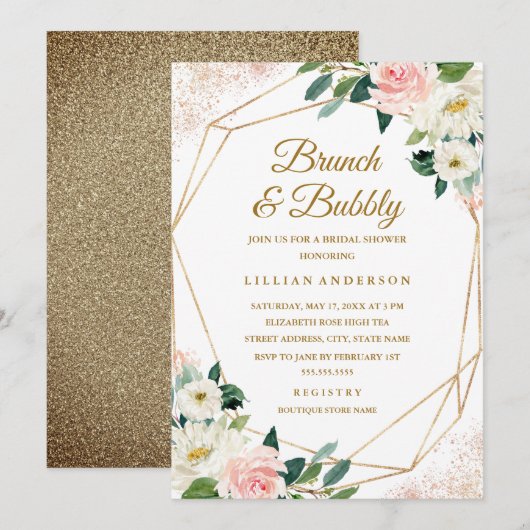 Geometrische bloemen Vrijgezellenfeest brunch en b Kaart (Voorkant / Achterkant)