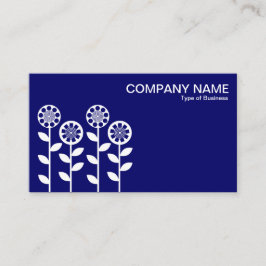 Geometrische bloemen - Wit op Dp Navy Visitekaartje