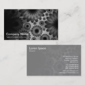 Geometrische bloemen - Zwart met grijs Visitekaartje (Voorkant / Achterkant)