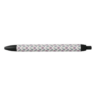 Geometrische bloemen zwarte inkt pen