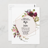 Geometrische bloemenbruiloft briefkaart (Voorkant / Achterkant)