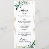 Geometrische bloemengroen Bruiloft Menu (Voorkant)