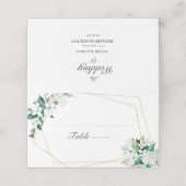 Geometrische bloemengroen bruiloft plaatskaartje (Buitenkant ongevouwen)