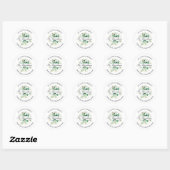 Geometrische bloemengroen Bruiloft Retouradres Ronde Sticker (Vel)