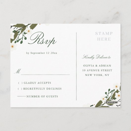 Geometrische bloemenkrans bruiloft RSVP Briefkaart (Achterkant)