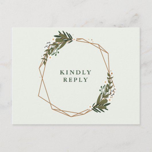 Geometrische bloemenkrans bruiloft RSVP Briefkaart (Voorkant)
