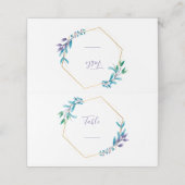 Geometrische bloemenkrans. Groene tafelkaartnummer Plaatskaartje (Buitenkant ongevouwen)