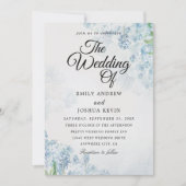 Geometrische bloemetjestrouwkaart met blauwe bloem kaart (Voorkant)