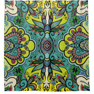 Geometrische bloemige, kleurrijke abstracte naadlo douchegordijn