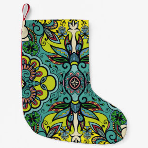 Geometrische bloemige, kleurrijke abstracte naadlo kleine kerstsok