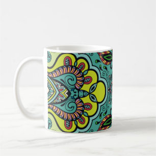 Geometrische bloemige, kleurrijke abstracte naadlo koffiemok