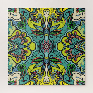 Geometrische bloemige, kleurrijke abstracte naadlo legpuzzel