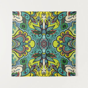Geometrische bloemige, kleurrijke abstracte naadlo wandkleed