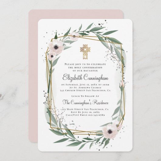 Geometrische Bloemkruis bevestiging uitnodiging (Voorkant / Achterkant)