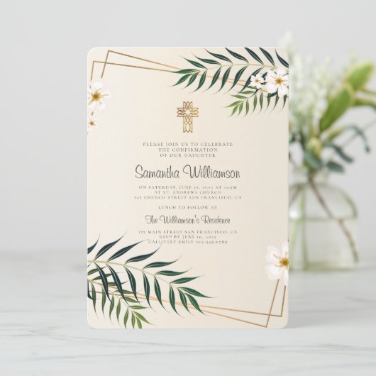 Geometrische Bloemkruis bevestiging uitnodiging (Staand voorkant)