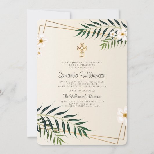 Geometrische Bloemkruis bevestiging uitnodiging (Voorkant)