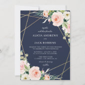 geometrische bloesse bloesse en marineschoolblauwe kaart (Voorkant)