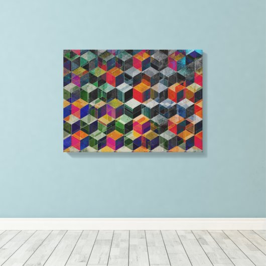 geometrische blokjes canvas afdruk (Insitu (Houten vloer))