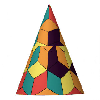 Geometrische blokjes, kleur, naadloos, patroon. feesthoedjes