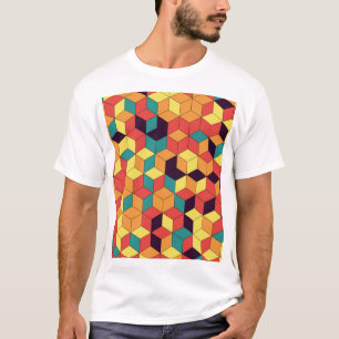 Geometrische blokjes, kleur, naadloos, patroon. t-shirt