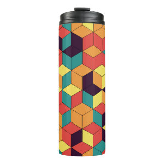 Geometrische blokjes, kleur, naadloos, patroon. thermosbeker
