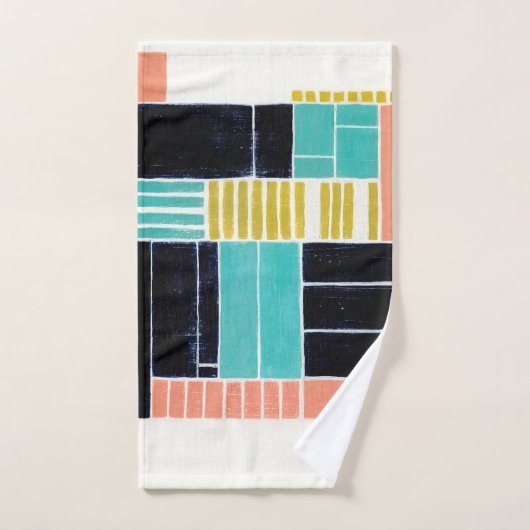 Geometrische blokken bad handdoek (Handdoek)