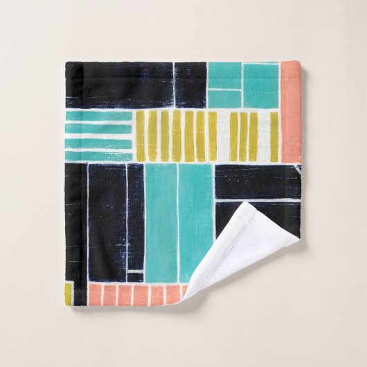 Geometrische blokken bad handdoek (Wasdoekje)