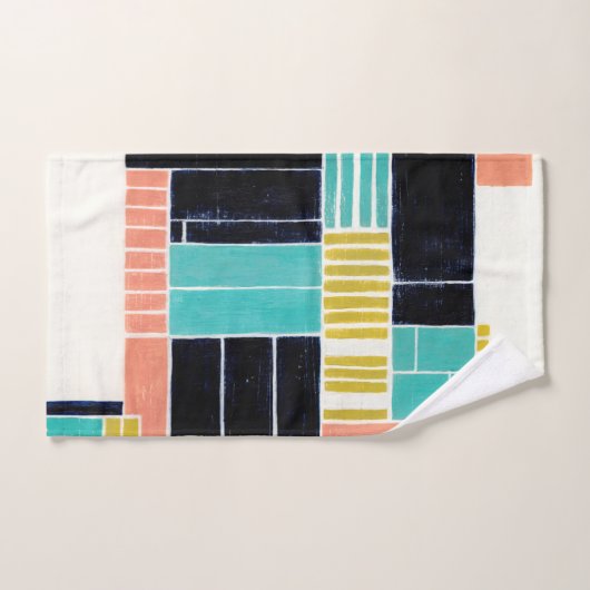 Geometrische blokken bad handdoek (Handdoek)