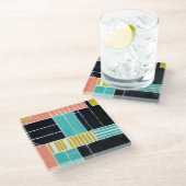 Geometrische blokken glazen onderzetter (Schuin)