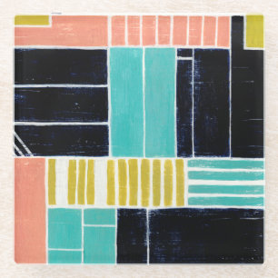 Geometrische blokken glazen onderzetter