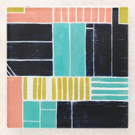 Geometrische blokken glazen onderzetter (Voorkant)