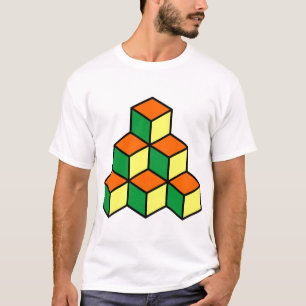 Geometrische Blokken - Groen Oranje en Geel T-shirt