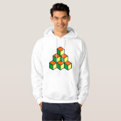 Geometrische blokken - Groen Sinaasappel en Geel Hoodie (Voorkant volledig)