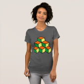 Geometrische blokken - Groen Sinaasappel en Geel T-shirt (Voorkant volledig)