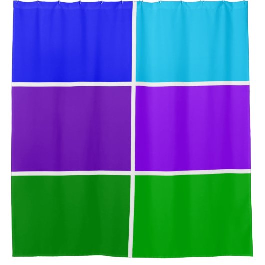 Geometrische blokken met pacockkleur douchegordijn (Voorkant)