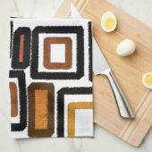 Geometrische blokken Rust Black Brown Theedoek (Quarter Fold)