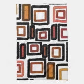 Geometrische blokken Rust Black Brown Theedoek (Verticaal)