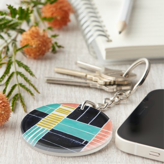 Geometrische blokken sleutelhanger (Voorkant Rechts)