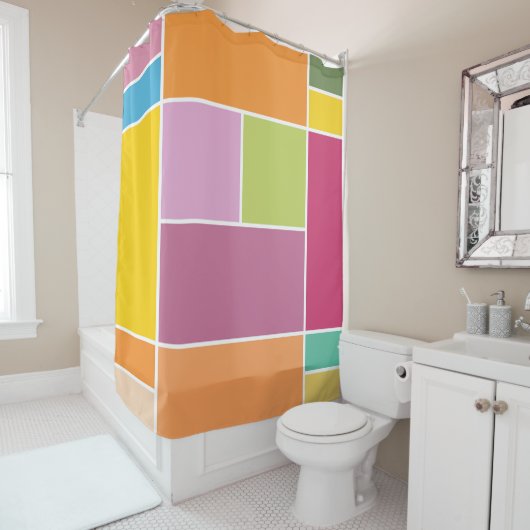 Geometrische blokken speeltijd douchegordijn (In situ)