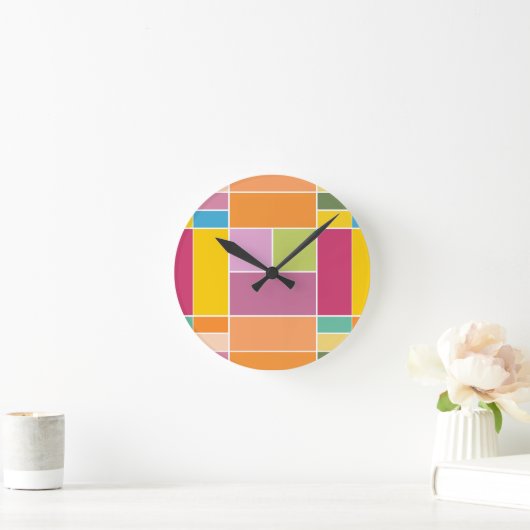 Geometrische blokken speeltijd ronde klok (Huis)