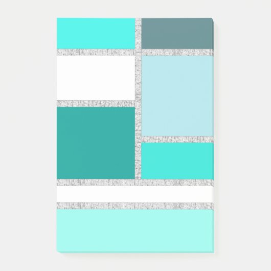 Geometrische blokken voor blauwgroen en Turquoise Post-it® Notes (Voorkant)