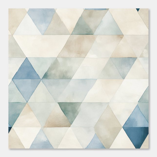 Geometrische Blue Cream Driehoek Waterverf Behang (Voorkant)