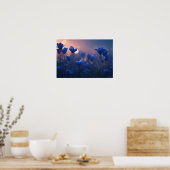 Geometrische Blue Mountains bij zonsondergang Poster (Keuken)