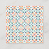 Geometrische Blue Oranje Wedding QR-code Informatiekaartje (Achterkant)