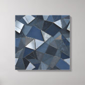 Geometrische Blues Abstracte Tegel Mozaïek Canvas Afdruk (Voorkant)