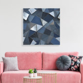 Geometrische Blues Abstracte Tegel Mozaïek Canvas Afdruk (Insitu (Woonkamer))