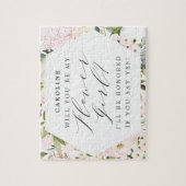 Geometrische Blush Bloemen Meisje Voorstel Legpuzzel (Verticaal)