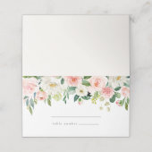 Geometrische Blush Bloemen Wedding Place Cards Plaatskaartje (Buitenkant ongevouwen)